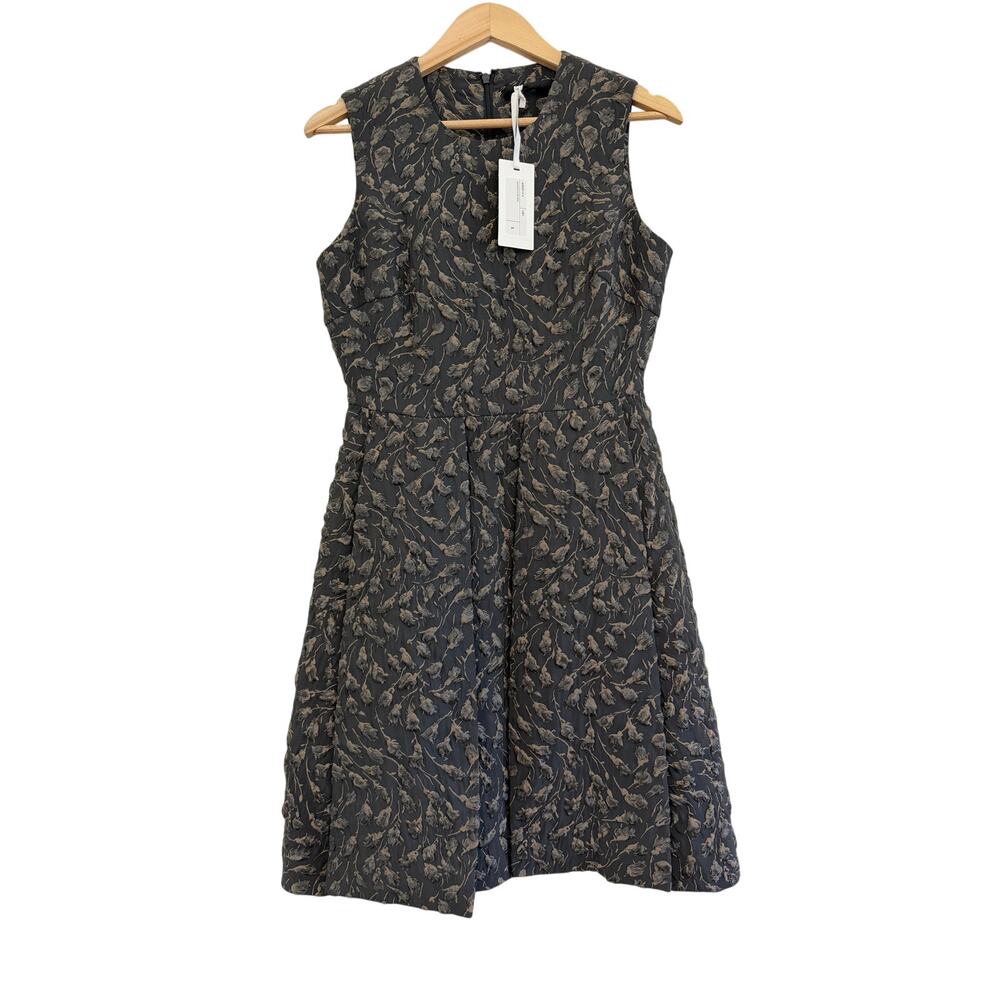 NWT Co Neiman Marcus Floral Embroidery Mini Dress Womens Small Gray Cottage $995
